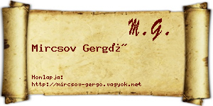 Mircsov Gergő névjegykártya